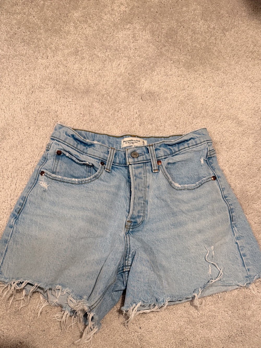 Abercrombie & Fitch Light Blue Frayed Denim Shorts